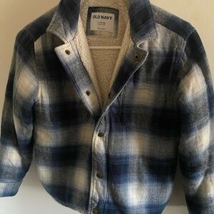 Navy and White Plaid Jacket